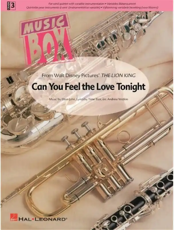 Jen Po Omezenou Doba Elton John Can You Feel the Love Tonight (noty pro flexibilní dechový orchestr, perkuse, party, partitura)