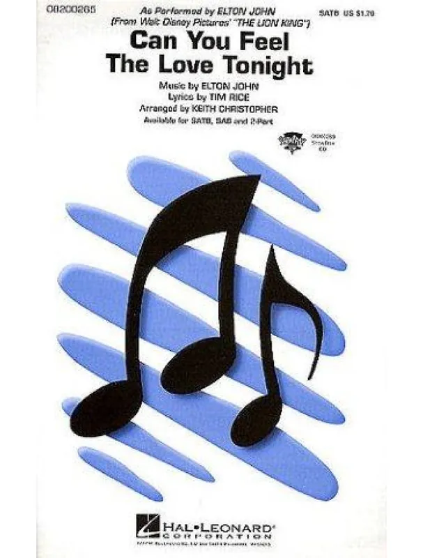 Top Prodej Elton John Can You Feel The Love Tonight (The Lion King) (SATB) (noty pro sborový zpěv, klavír) - SADA 5 ks
