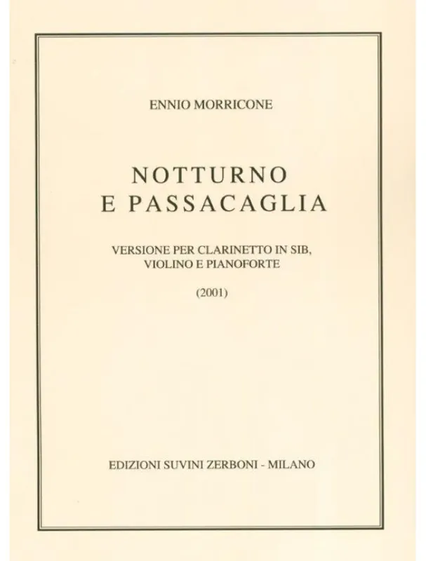 Speciální Cena Ennio Morricone Notturno E Pass (noty na housle, klarinet, klavír)