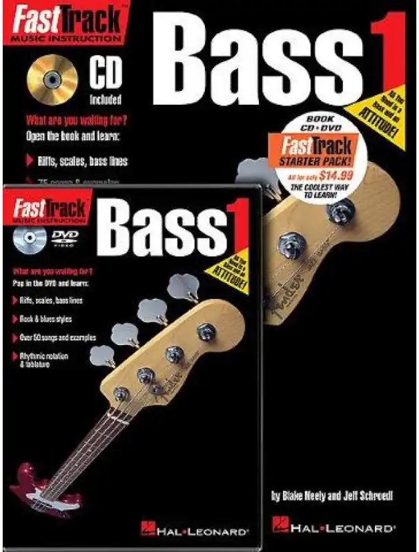 Cenově Výhodný FastTrack Bass Guitar Method Starter Pack (noty, tabulatury na baskytaru) (+CD & DVD)