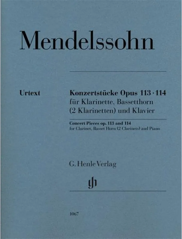 Autentický Felix Mendelssohn Bartholdy Concert Pieces Op. 113 and 114 (noty na klarinet, basetový roh nebo 2 klarinety)