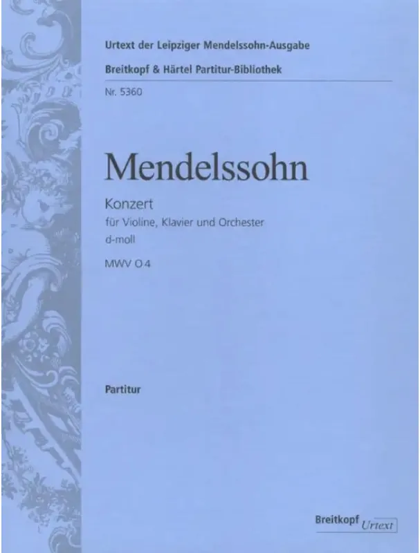 Felix Mendelssohn Concerto in D minor MWV O 4 (noty, partitura) Top Prodej