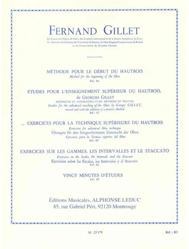 Super Cena Ferdinand Gillet Exercises For Advanced Oboe Technique (noty na hoboj)