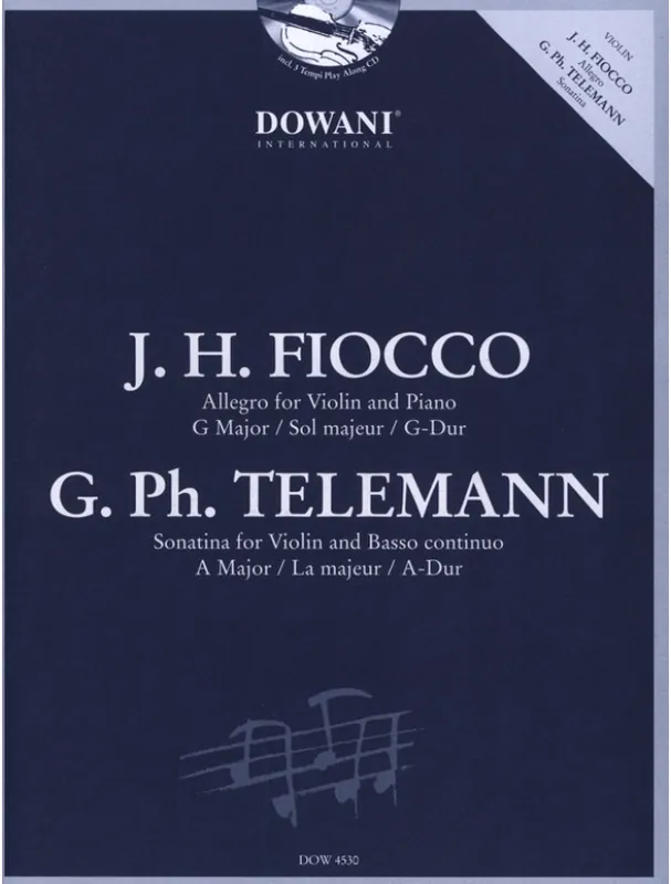 Fiocco, Telemann Allegro in G Major & Sonatina in A Major (noty na housle, klavír) (+audio) Cenový Hit