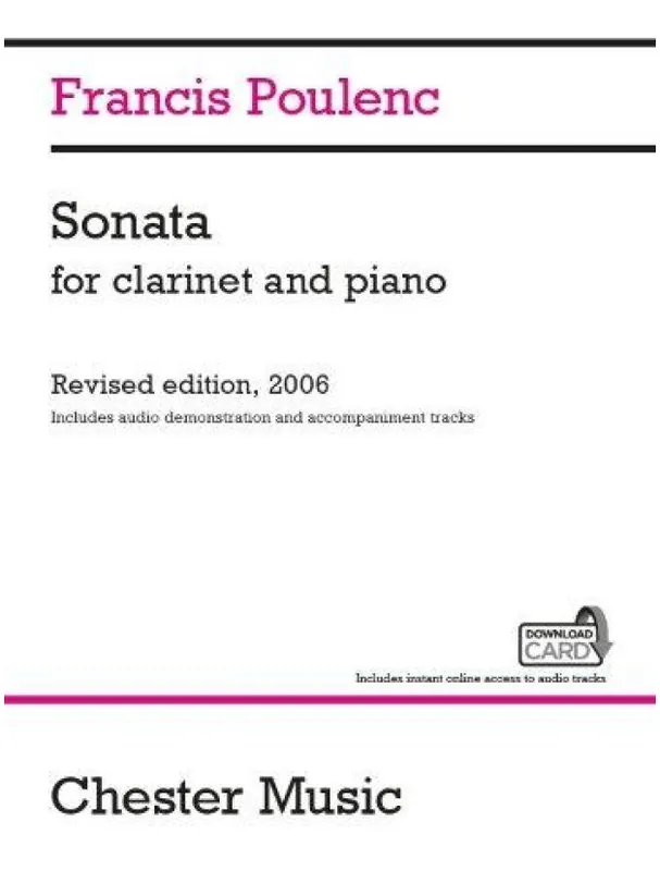 Francis Poulenc Sonata For Clarinet And Piano (Audio Edition) (noty na klarinet, klavír) Odeslání Ihned