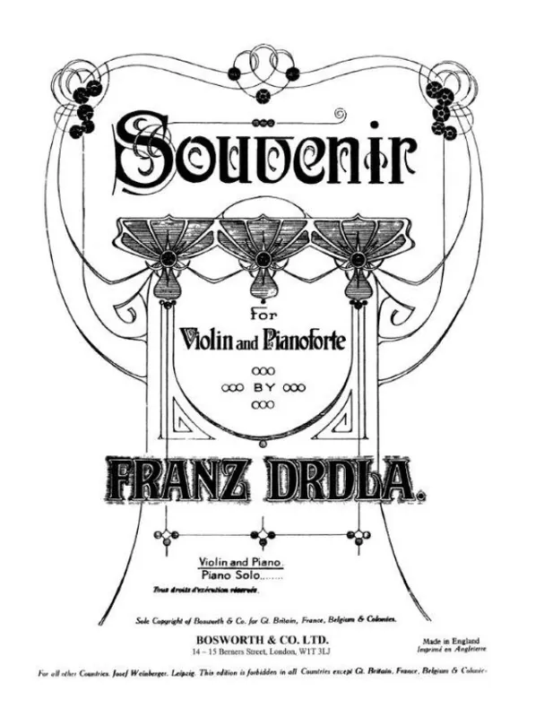 Aktuální František Drdla Souvenir (noty na housle, klavír)