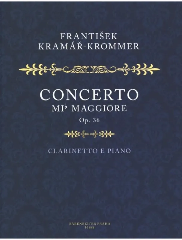 Přímo Od Výrobce František Kramář-Krommer Konzert Es-Dur op. 36 (noty na klarinet, klavír)