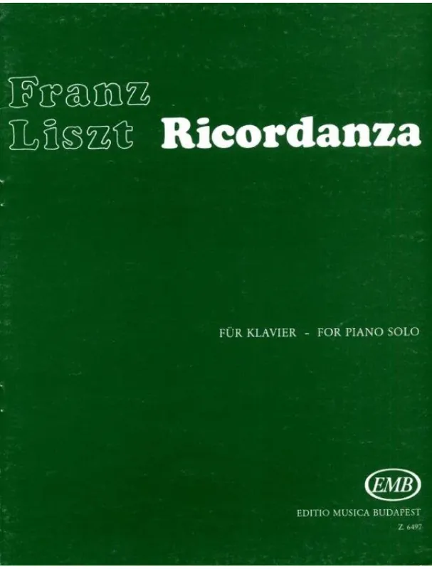 Franz Liszt Ricordanza (noty na klavír) Přímo Od Výrobce