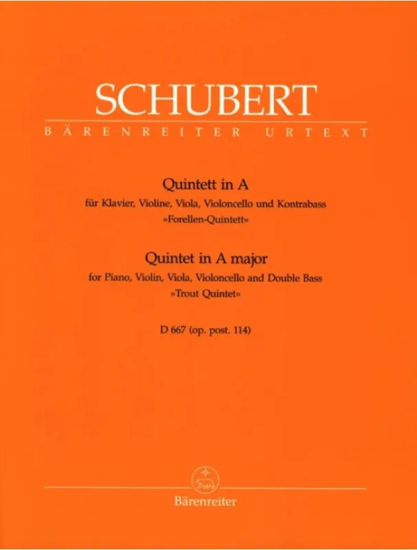 Levný Franz Schubert Quintet in A major D 667 "Trout Quintet" (noty, partitura, party)