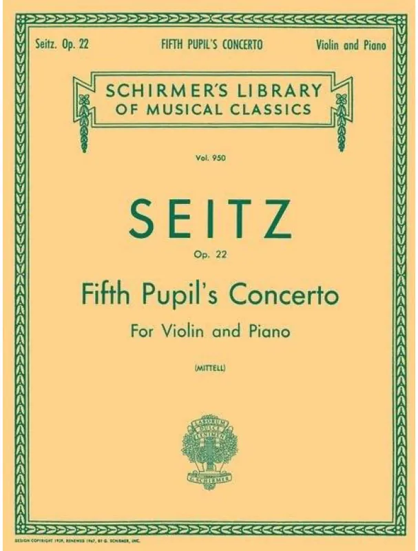 Nízká Cena Friedrich Seitz Pupil‘s Concerto No. 5 in D, Op. 22 (noty na housle, klavír)