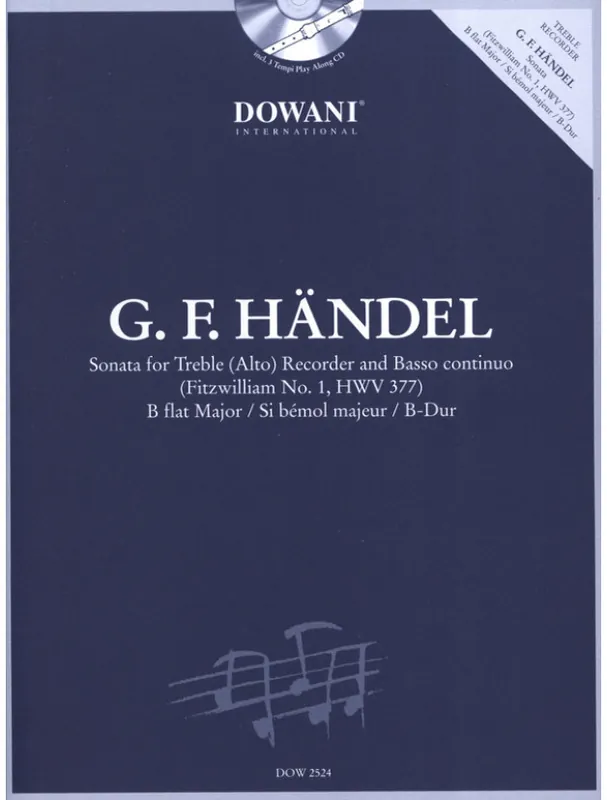 Georg Friedrich Händel Sonate B-flat major - Fitzwilliam No.1 HWV 377 (noty na altovou flétnu, basso continuo) (+audio) Odeslání Ihned