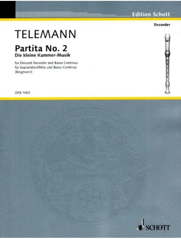 Georg Philipp Telemann Partita No. 2 in G (noty na zobcovou flétnu, klavír) Top Prodej