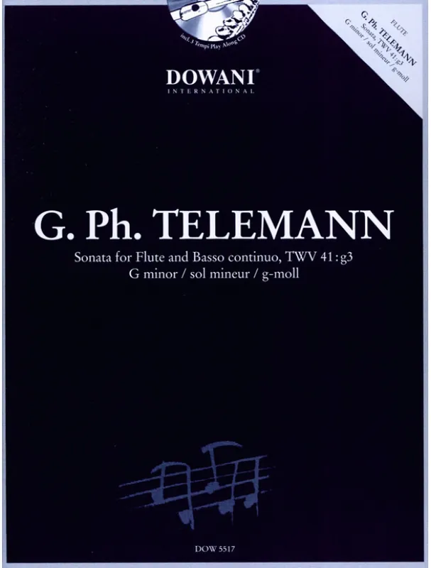 Tovární Cena Georg Philipp Telemann Sonata, TWV 41 g3 in G minor (noty na příčnou flétnu, basso continuo) (+audio)