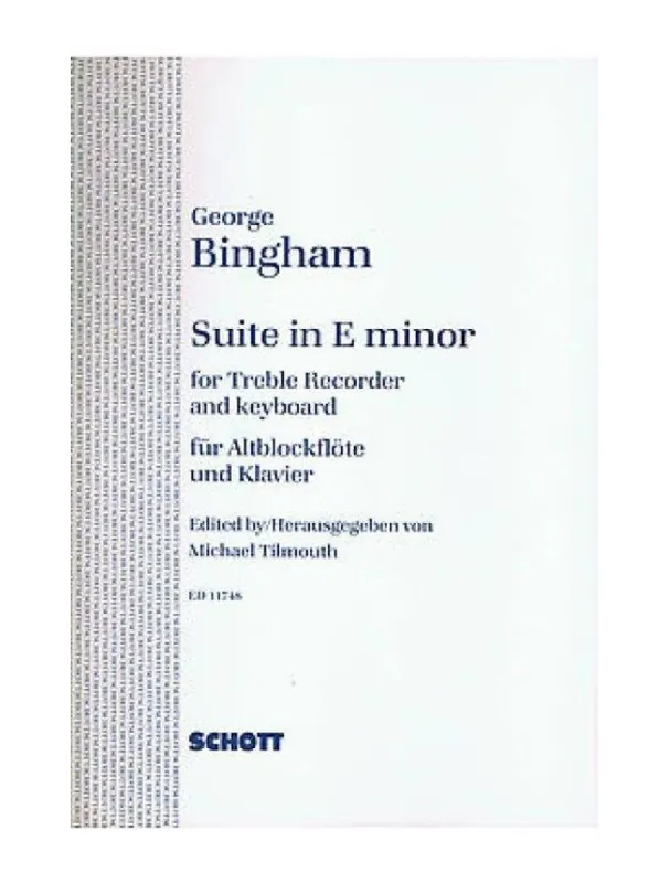 Omezená Nabídka George Bingham Suite in E Minor (noty na zobcovou flétnu, klavír)