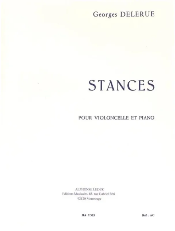 Georges Delerue Stances (noty na violoncello, klavír) Akční Cena