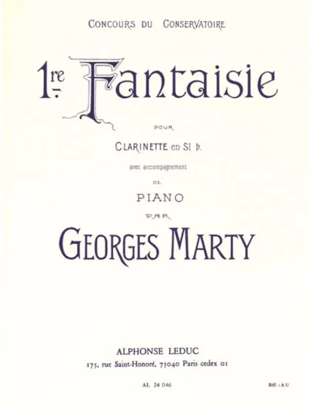 Jen Po Omezenou Doba Georges Marty Fantaisie No.1 (noty na klarinet, klavír)