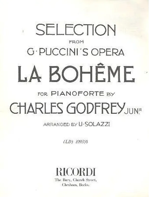 Giacomo Puccini La Boheme. Selection by Charles Godfrey (noty na klavír) Aktuální