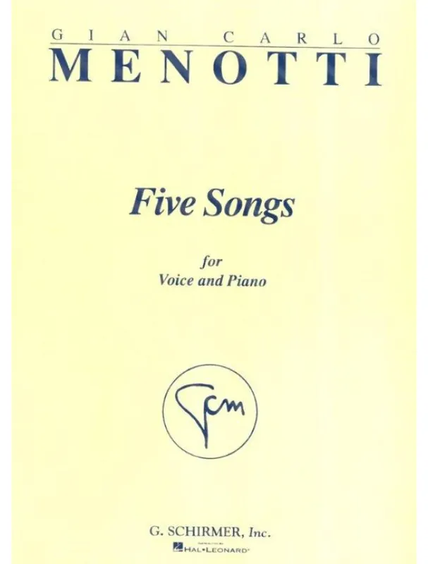 Časově Omezené Gian Carlo Menotti Five Songs (noty na klavír, zpěv)