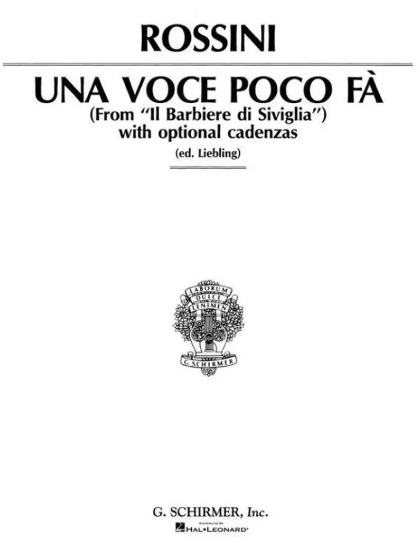 Gioachino Rossini Una voce poco fa from Il barbiere di Siviglia (noty na klavír, zpěv) Víkendová Akce