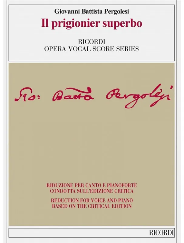 Giovanni Battista Pergolesi Il prigionier superbo (noty na zpěv, klavír) Autentický