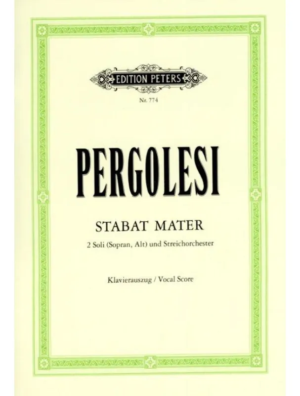 Speciální Cena Giovanni Battista Pergolesi Stabat Mater (noty pro klavír, zpěv)