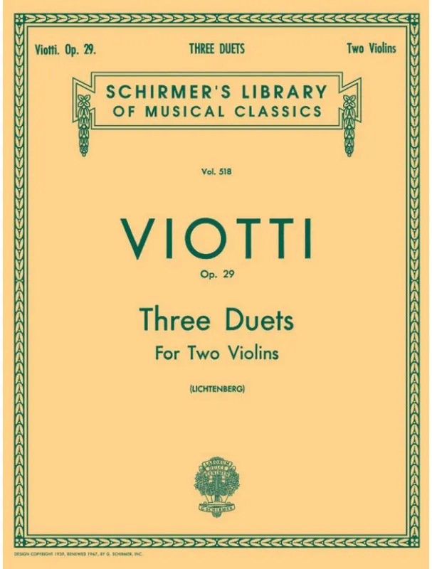 Giovanni Battista Viotti 3 Duets, Op. 29 (noty na 2 housle) Jen Po Omezenou Doba