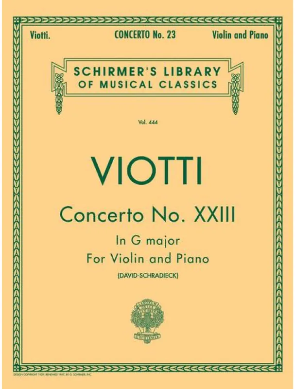 Giovanni Battista Viotti Concerto No. 23 in G Major (noty na housle, klavír) Zlevněný