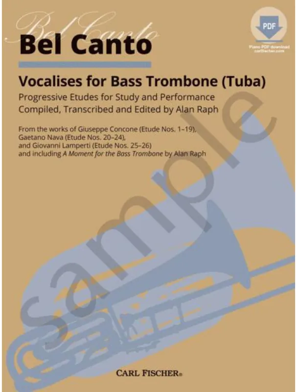 Giuseppe Concone Bel Canto Vocalises for Bass Trombone (Tuba) (noty na pozoun, klavír) (+audio) Časově Omezené