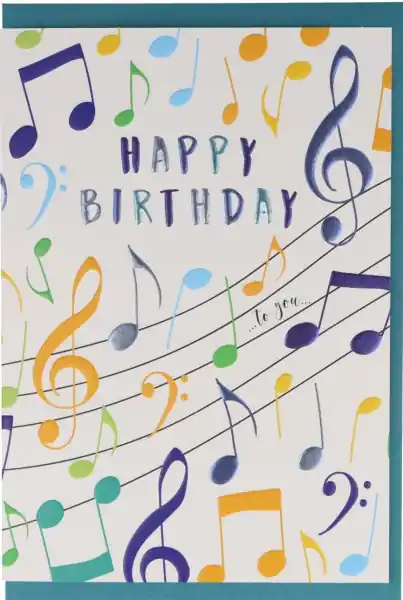 Oblíbený Přání bez textu s motivem Happy Birthday To You barevné noty