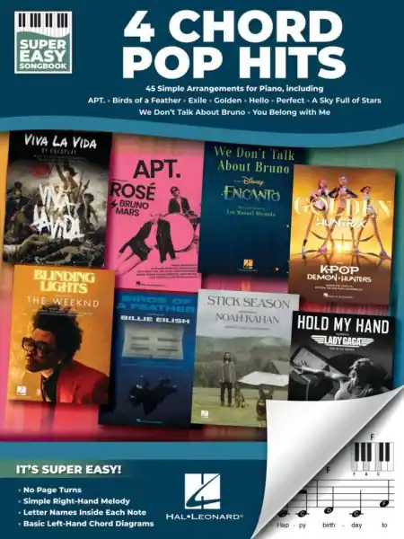 Rychlé Dodání 4 Chord Pop Hits - Super Easy Songbook - 45 jednoduchých aranžmá pro klavír