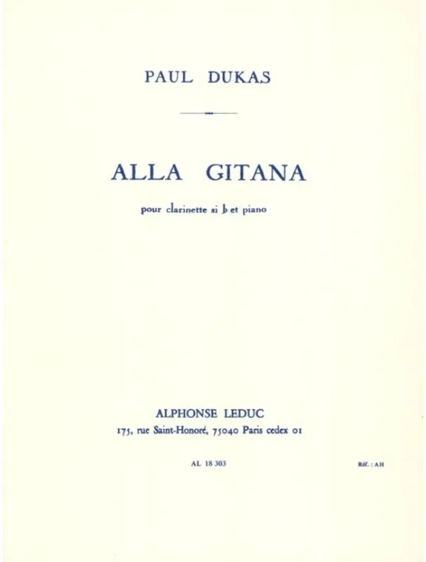 Paul Dukas Alla Gitana (noty na klarinet, klavír) Sleva