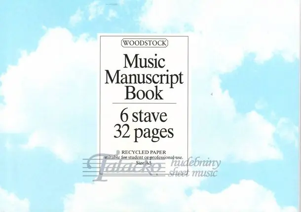 Music Manuscript Book - 6 stave, 32 pages A5 landscape Ověřený