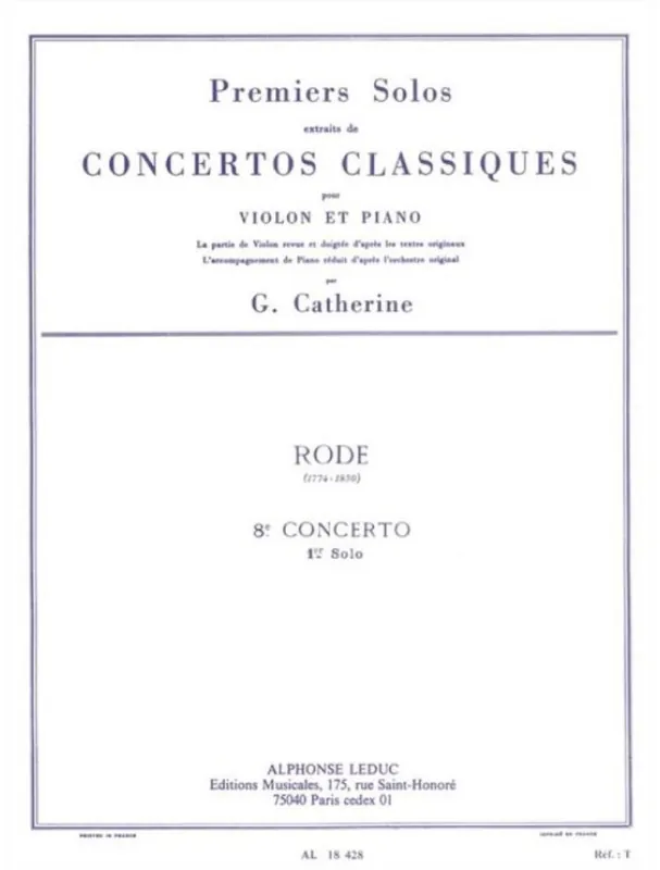 Pierre Rode Concerto no. 8 (noty na housle, klavír) Sezónní Sleva