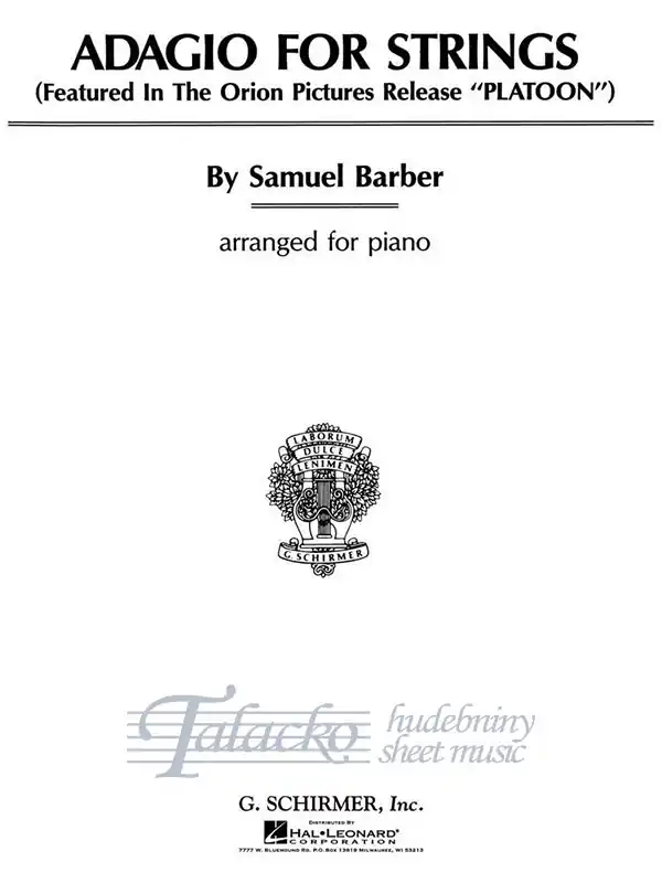 Hit Sezóny Adagio For Strings (Arr. For Piano)
