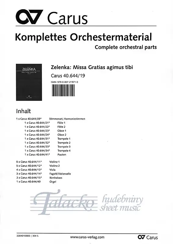 Missa Gratias agimus tibi ZWV 13, 1730 Originální