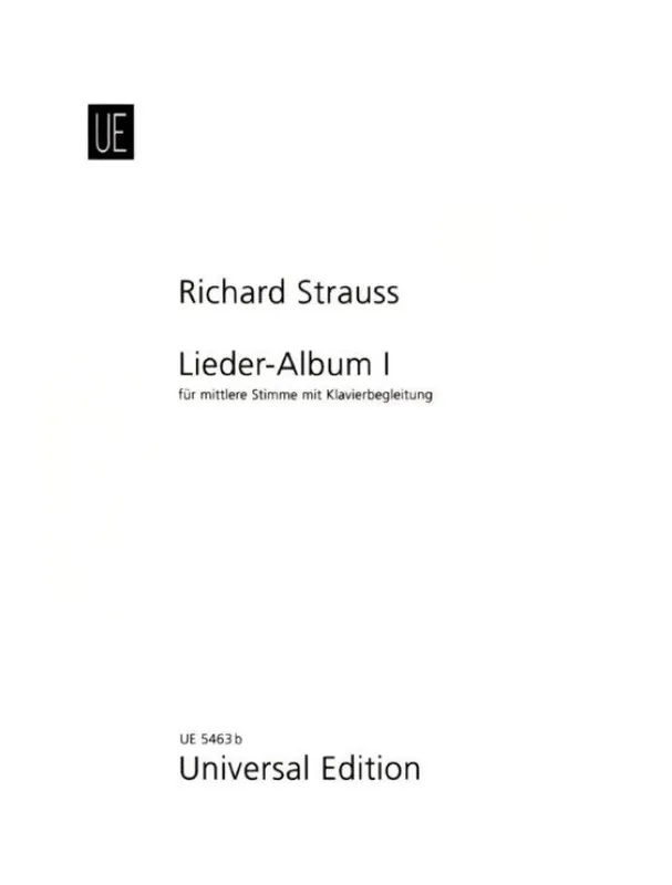 Značkový Richard Strauss Song Album 1 - Medium Voice (noty na klavír, zpěv)