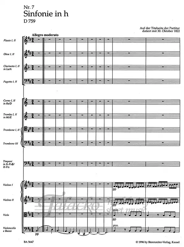 Odeslání Ihned Symphony no. 7 in B minor D 759 "Unfinished"