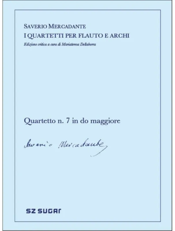 Akční Nabídka Saverio Mercadante Quartetto n. 7 in do maggiore (noty na příčnou flétnu, smyčcové trio, party, partitura)