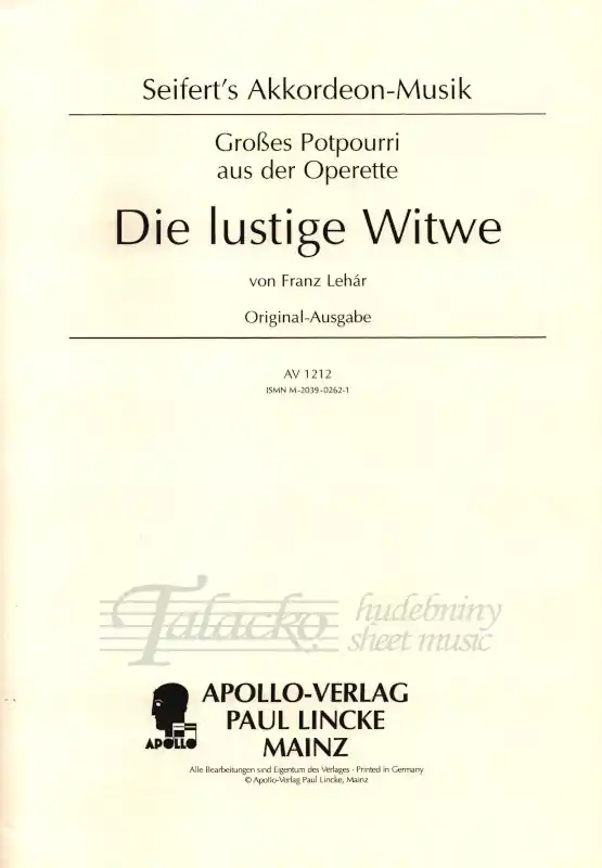 Seifert‘s Akkordeon-Musik aus der Operette Die lustige Witwe Výhodná Nabídka