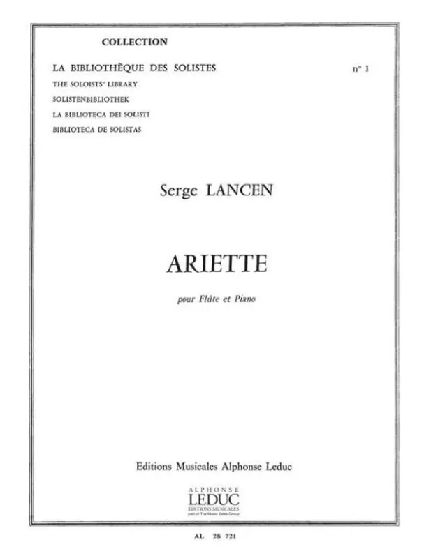 Serge Lancen Ariette (noty na příčnou flétnu, klavír) Autentický