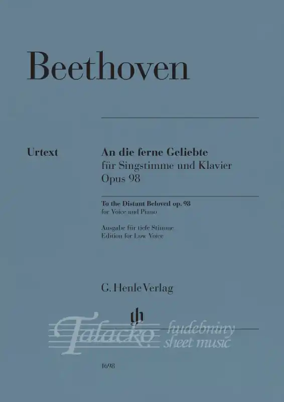 Tovární Cena To the Distant Beloved op. 98 for Voice and Piano - Low Voice