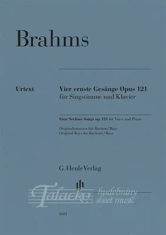 Four Serious Songs op. 121 for Voice and Piano - Low Voice Vysoce Kvalitní