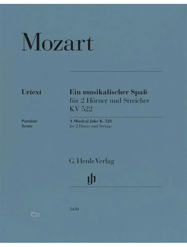 W.A. Mozart A Musical Joke K. 522 (noty pro 2 lesní rohy, smyčce, partitura) Přímo Od Výrobce