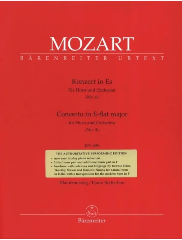 Sezónní Sleva W.A. Mozart Concerto in E-flat major No. 4, KV 495 (noty na lesní roh, klavír)