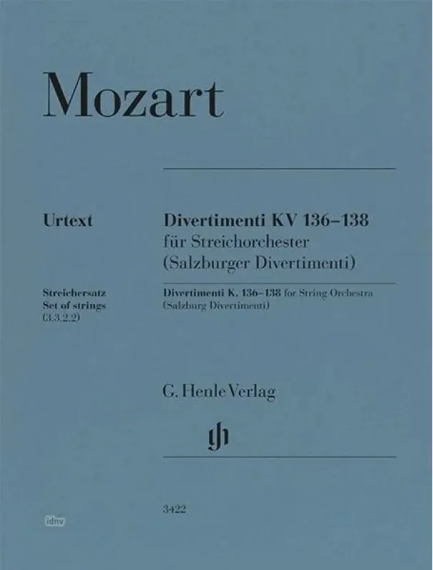 W.A. Mozart Divertimenti KV 136-138 (noty pro smyčcový soubor, party) Cenový Hit