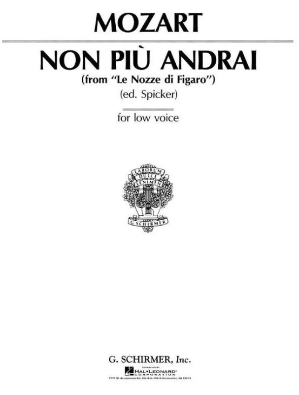 W.A. Mozart Non piu andrai from Le Nozze di Figaro (noty na klavír, zpěv) Akce