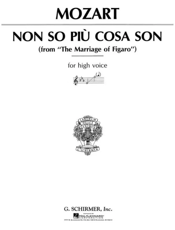 W.A. Mozart Non so piu cosa son from The Marriage of Figaro (noty na zpěv, klavír) Akční Nabídka