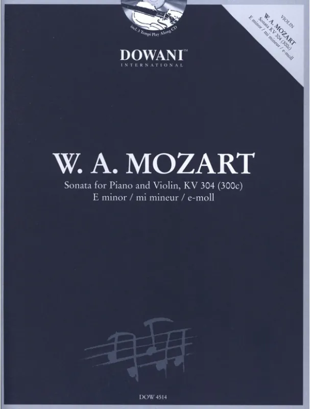 W.A. Mozart Sonata in E moll KV 304 (noty na housle, klavír) (+audio) Omezená Nabídka