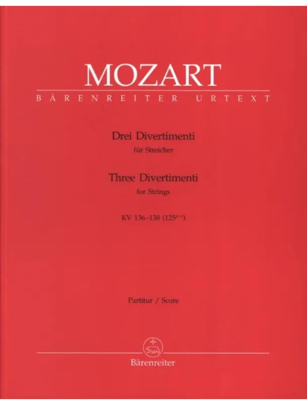W.A. Mozart Three Divertimenti for Strings KV 136-138 (noty, partitura) Akce