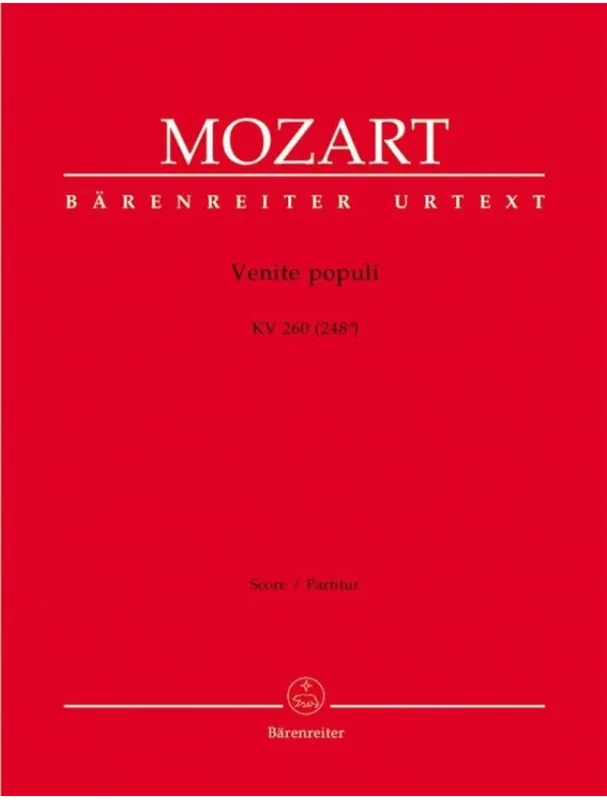 W.A. Mozart Venite Populi In D Major (noty, partitura) Cenově Výhodný